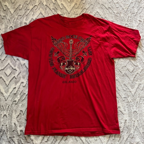 Hard Rock Cafe men’s graphic Tee T shirt Orlando size XL RED - Picture 1 of 6
